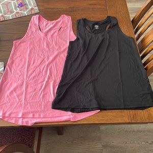 Pink and black razor back tank top